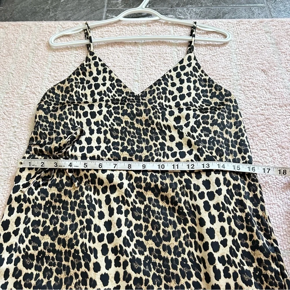 NWT L&B Leopard Satin Mini Dress Size Large Ruffles Festival Cocktail Party Boho - Picture 7 of 10